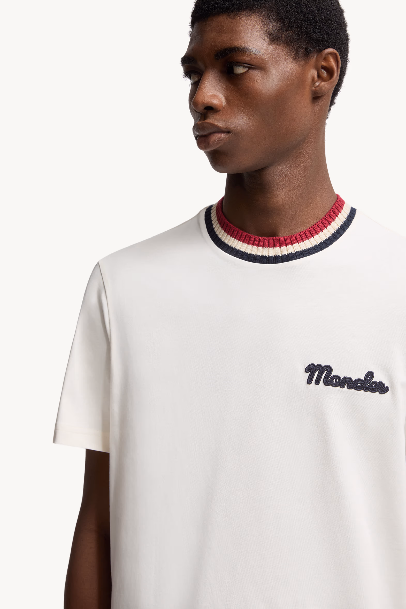 Embroidered Logo Cotton T-Shirt Men White Moncler 6